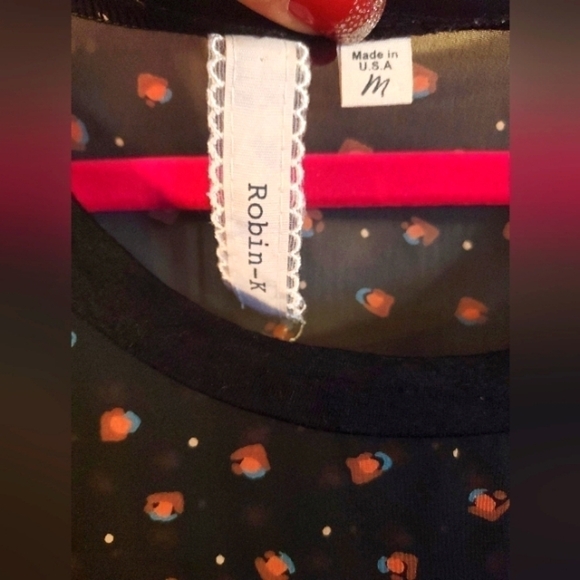 ROBIN -K Womens Sheer high/low 3/4 Sleeve Blouse Top Size M. - Picture 2 of 3